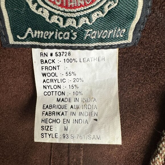 Vintage Joujou Patchwork Vest M Navajo Heritage Leather Wool Blend - Picture 6 of 8